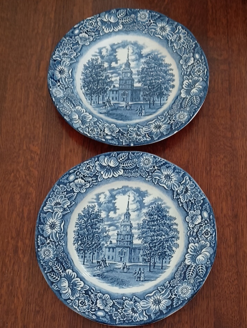 Staffordshire Ironstone Liberty Blue Independence Hall England  Plates